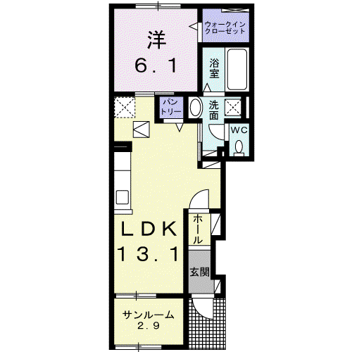 サリーレⅢ(1LDK/1階)の間取り写真