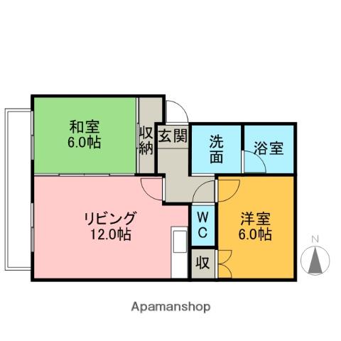 テラス高野(2LDK/1階)の間取り写真