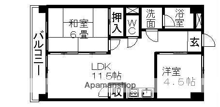 KAMATAマンション(2LDK/1階)の間取り写真