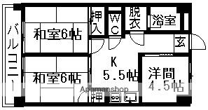 KAMATAマンション(3K/4階)の間取り写真