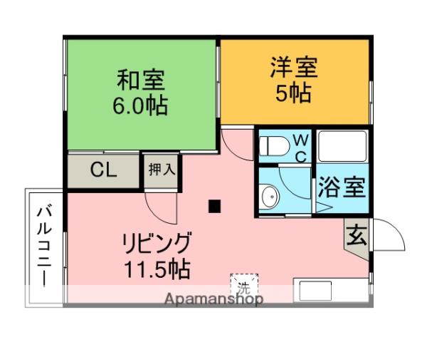 アベニューフラワーA・B(2LDK/2階)の間取り写真