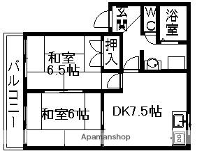 パピヨンタナカ(2DK/2階)の間取り写真