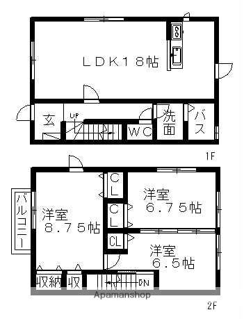 若竹フェリシアハイツ(3LDK)の間取り写真