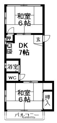 吉田アパ-ト(2DK/2階)の間取り写真