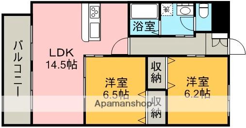 ダイアヒルズ住吉Ⅱ(2LDK/3階)の間取り写真