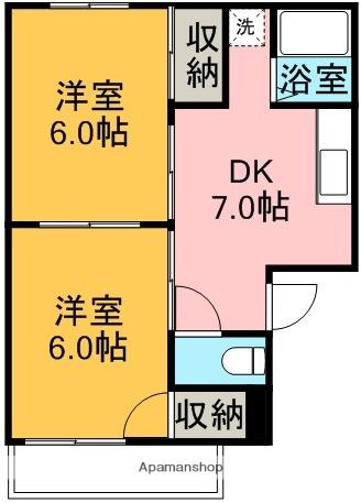 エクセル千王(2DK/1階)の間取り写真