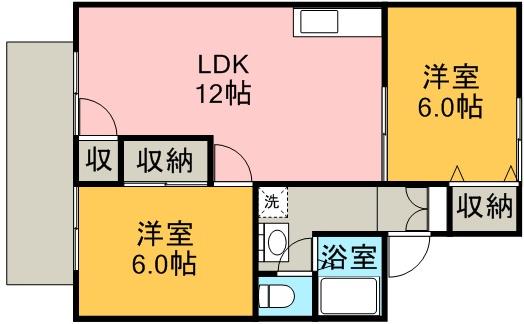 エクセル森(2LDK/2階)の間取り写真