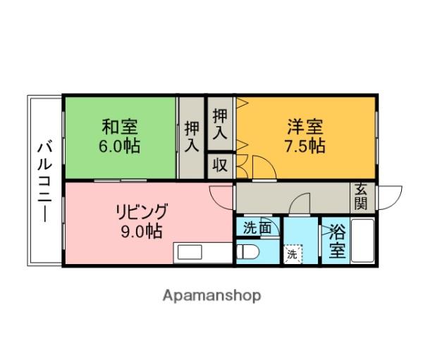 エクセランヴィラージュ(2DK/2階)の間取り写真