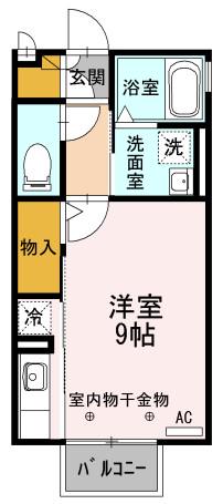 ハイム西五城Ⅱ(ワンルーム/2階)の間取り写真