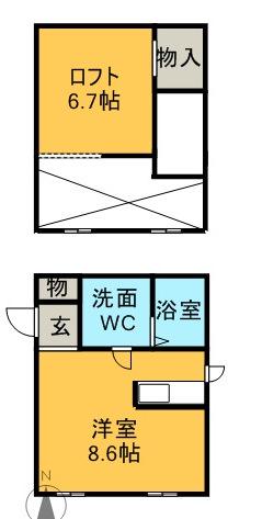 プリマG壱番館(ワンルーム/2階)の間取り写真