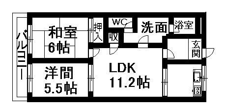 アスタルティアKⅡ(2LDK/2階)の間取り写真