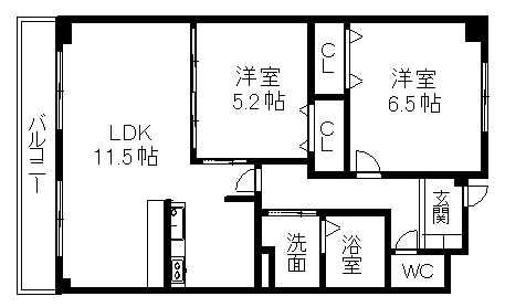メゾン・ド・ソレイユ(2LDK/5階)の間取り写真