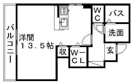 メゾンヴィヴァーチェ(ワンルーム/1階)の間取り写真