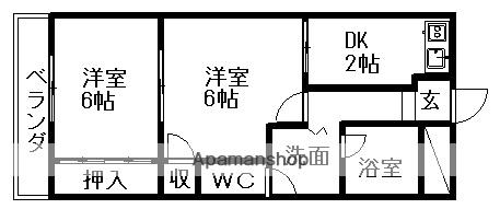 VILLA渡辺(2DK/2階)の間取り写真