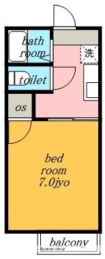ドミールいとう(1K/2階)の間取り写真
