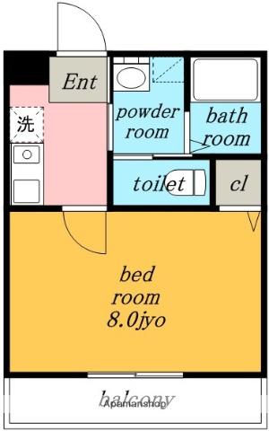 マーブルワン(1K/1階)の間取り写真