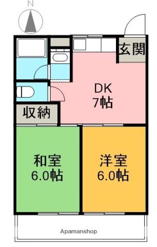 コーポPIAA(2DK/3階)の間取り写真