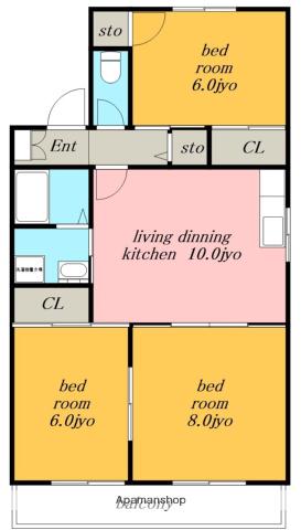 クレール池花(3LDK/2階)の間取り写真
