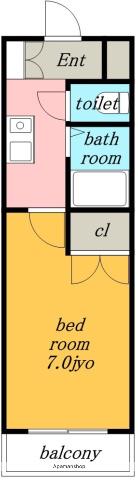 パークサイドK(1K/2階)の間取り写真