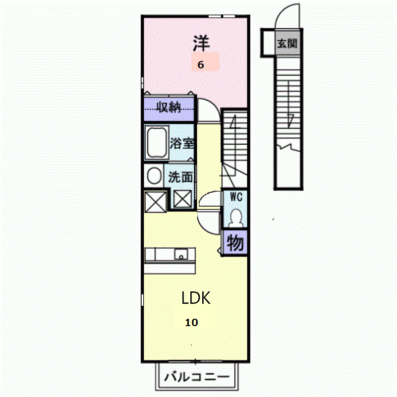 メゾンドカカム(1LDK/2階)の間取り写真