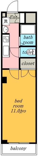 プレジデント川中(1K/1階)の間取り写真