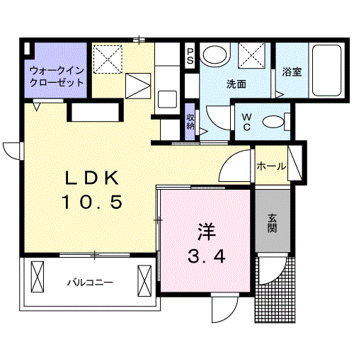 フェリーチェS・Y(1LDK/1階)の間取り写真