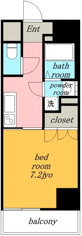 プレミアム黒川(1K/2階)の間取り写真