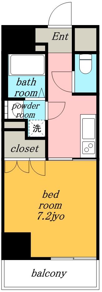 プレミアム黒川(1K/10階)の間取り写真