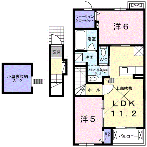 中央本線 新守山駅 徒歩19分 2階建 築9年(2LDK/2階)の間取り写真