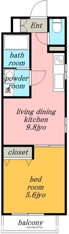 プラージュ大曽根(1LDK/1階)の間取り写真