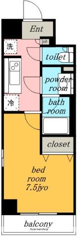 ドゥナーレ辻町(1K/7階)の間取り写真