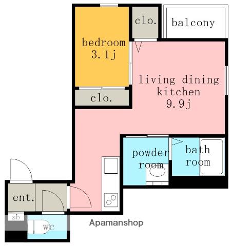 REGALEST上飯田西(1LDK/1階)の間取り写真
