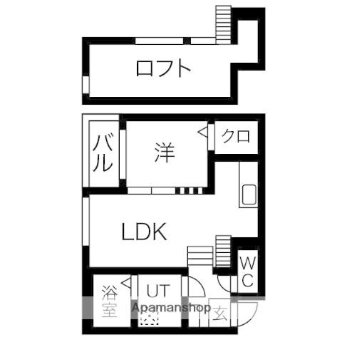 アクアマリン志賀本通(1LDK/2階)の間取り写真