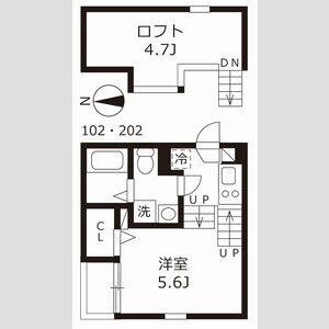 ハーモニーテラス志賀町Ⅵ(1K/1階)の間取り写真