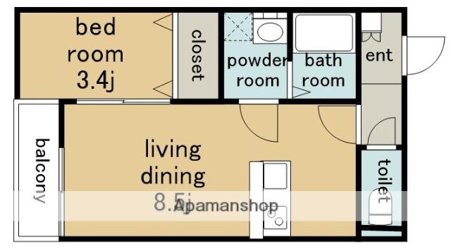 KATZE志賀本通(1LDK/1階)の間取り写真