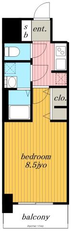 S-RESIDENCE黒川本通一丁目(1K/8階)の間取り写真