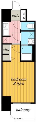 S-RESIDENCE黒川本通一丁目(1K/8階)の間取り写真