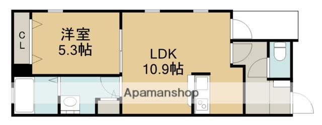 DEVELD辻本通(1LDK/2階)の間取り写真