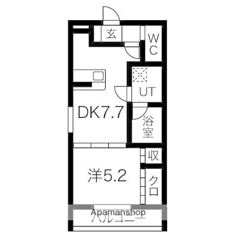 FAMILY STAGE 志賀本通(1DK/1階)の間取り写真