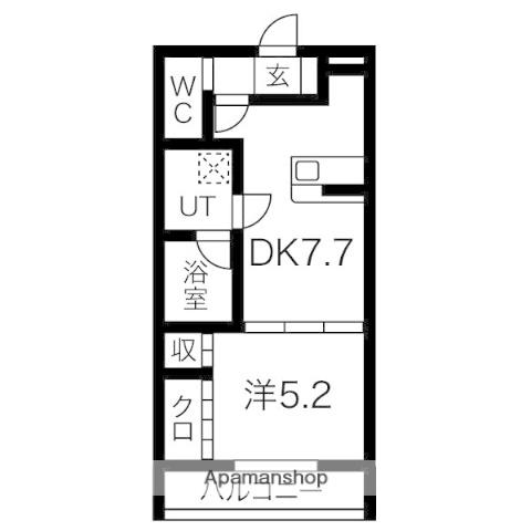 FAMILY STAGE 志賀本通(1DK/1階)の間取り写真
