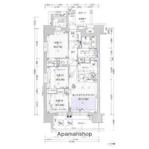 プレサンス ロジェ 志賀本通 テラス(3LDK/11階)の間取り写真