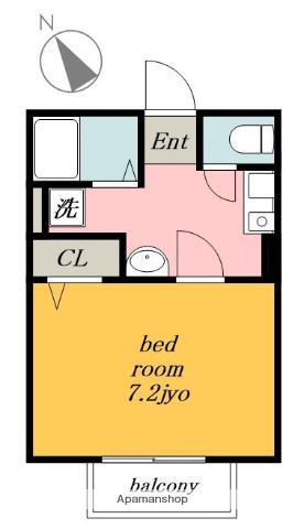 ユリシス(1K/1階)の間取り写真