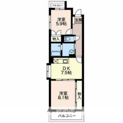 フローラ(2DK/4階)の間取り写真