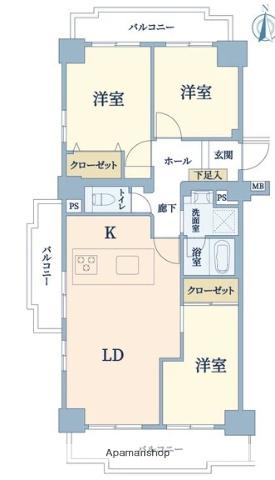 グランドメゾン城北(3LDK/13階)の間取り写真
