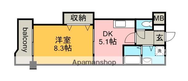 レジデンス黒龍(1DK/3階)の間取り写真