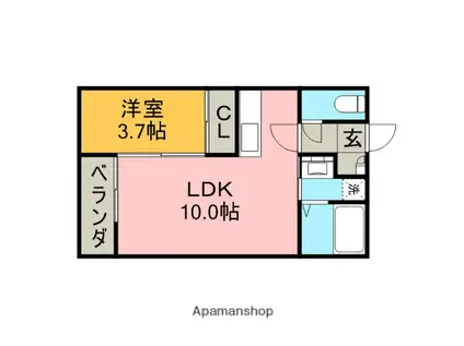 GRANDTIC LUCE 志賀本通(1LDK/1階)の間取り写真