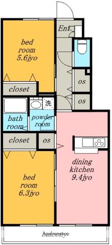 クレール杉村(2DK/1階)の間取り写真