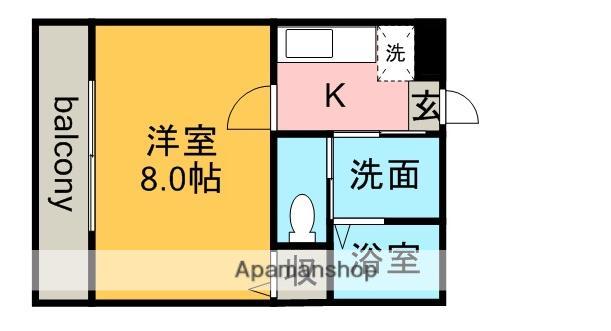 マーブルワン(1K/3階)の間取り写真
