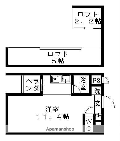 クレイタスパークⅢ(ワンルーム/4階)の間取り写真