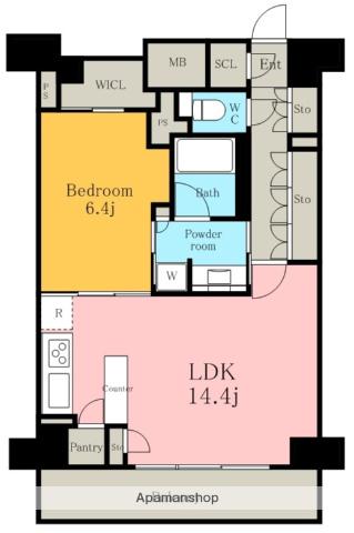 パークアクシス名駅南グランデ(1LDK/11階)の間取り写真